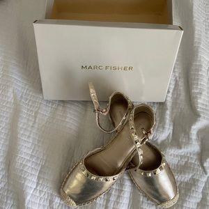 Marc Fisher Gold Studded Espadrilles